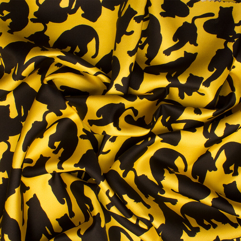 Silhouette Yellow Printed Silk Twill (A 3.65m Piece)