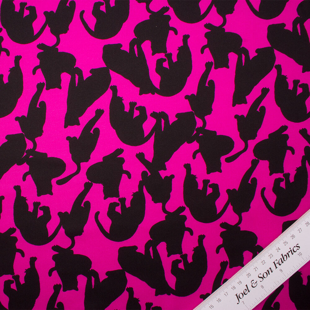 Silhouette Fuchsia Printed Silk Twill