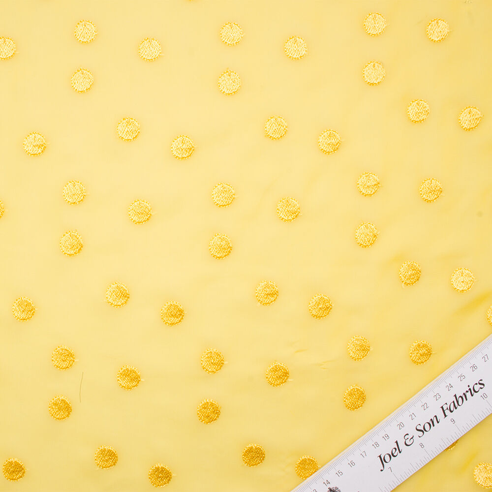 Canary Yellow Polka Dot Silk Georgette
