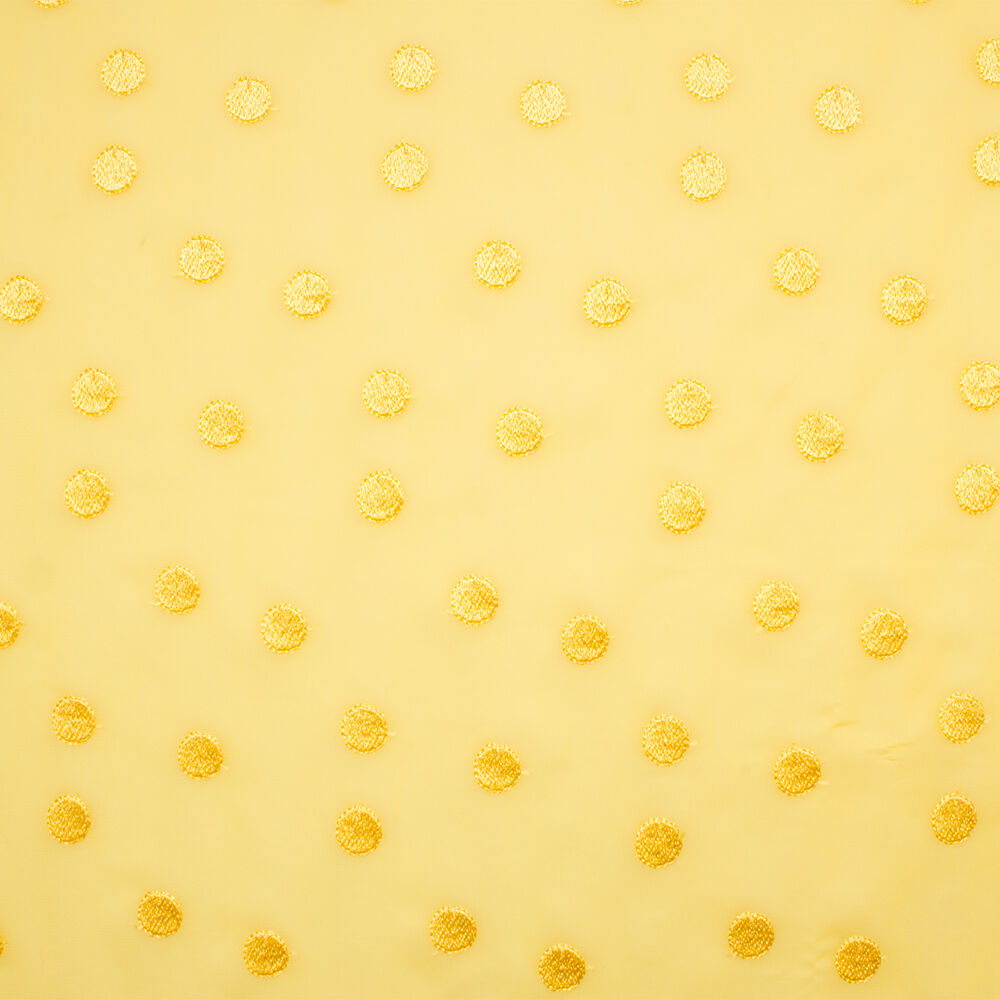 Canary Yellow Polka Dot Silk Georgette