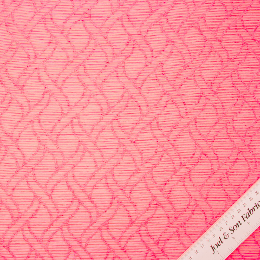 Fluorescent Pink Jacquard Organza