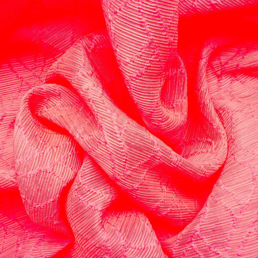 Fluorescent Pink Jacquard Organza