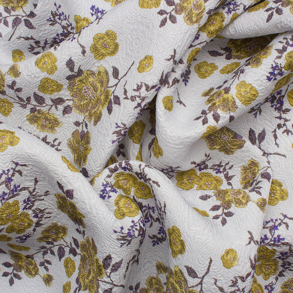 Dusty Blue/Green Floral Silk Cloqué (A 2.10m Piece)