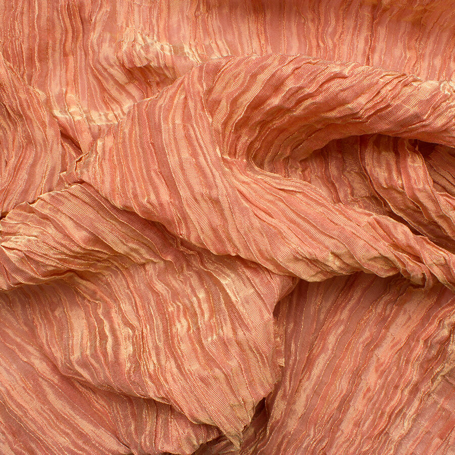 Coral/Gold Two-Tone Crinkled Chiffon