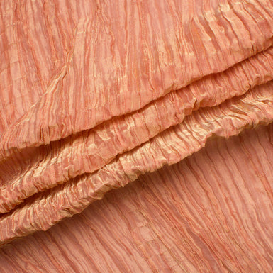 Coral/Gold Two-Tone Crinkled Chiffon