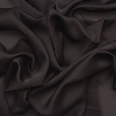 Charcoal Black Silk Satinised Chiffon