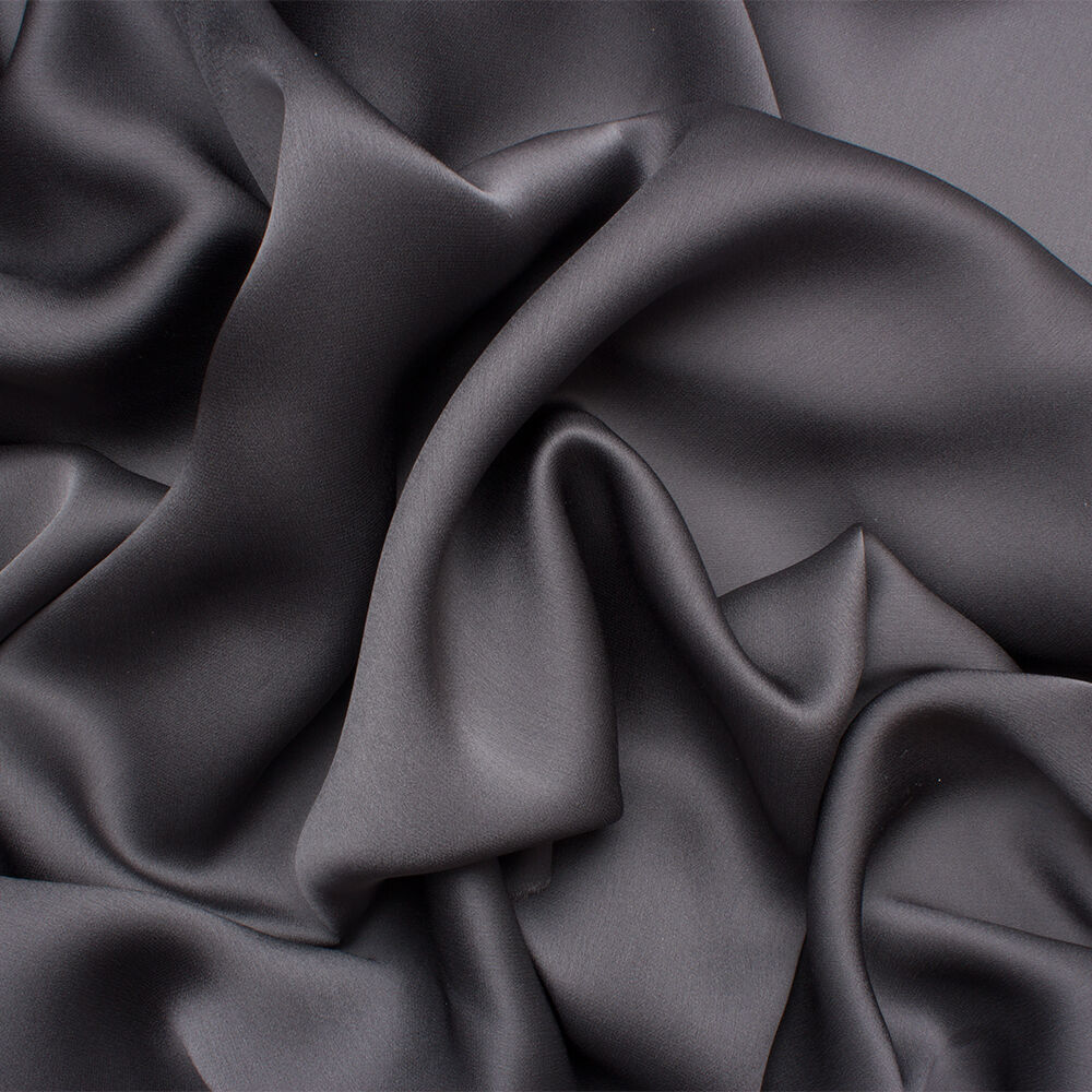 Mid Grey Silk Satinised Chiffon