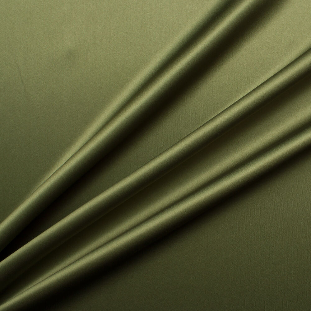 Mid Olive Green Silk Satin