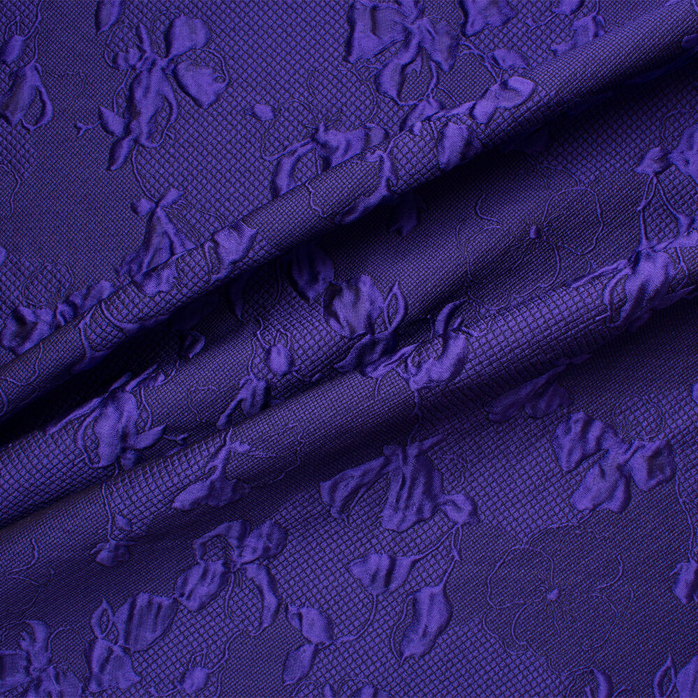 Dark Purple Floral Cloqué