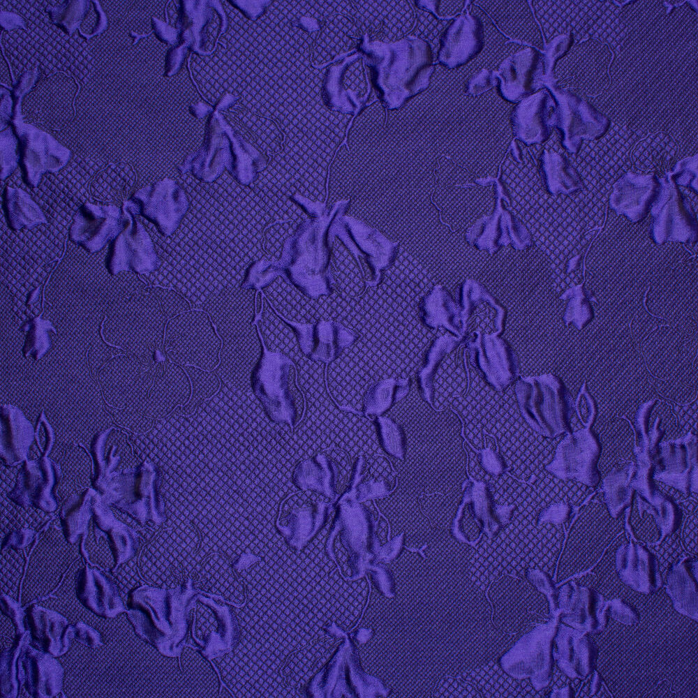 Dark Purple Floral Cloqué