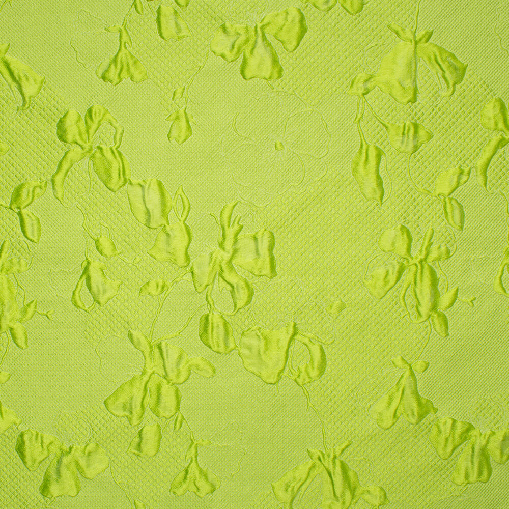Bright Apple Green Floral Cloqué