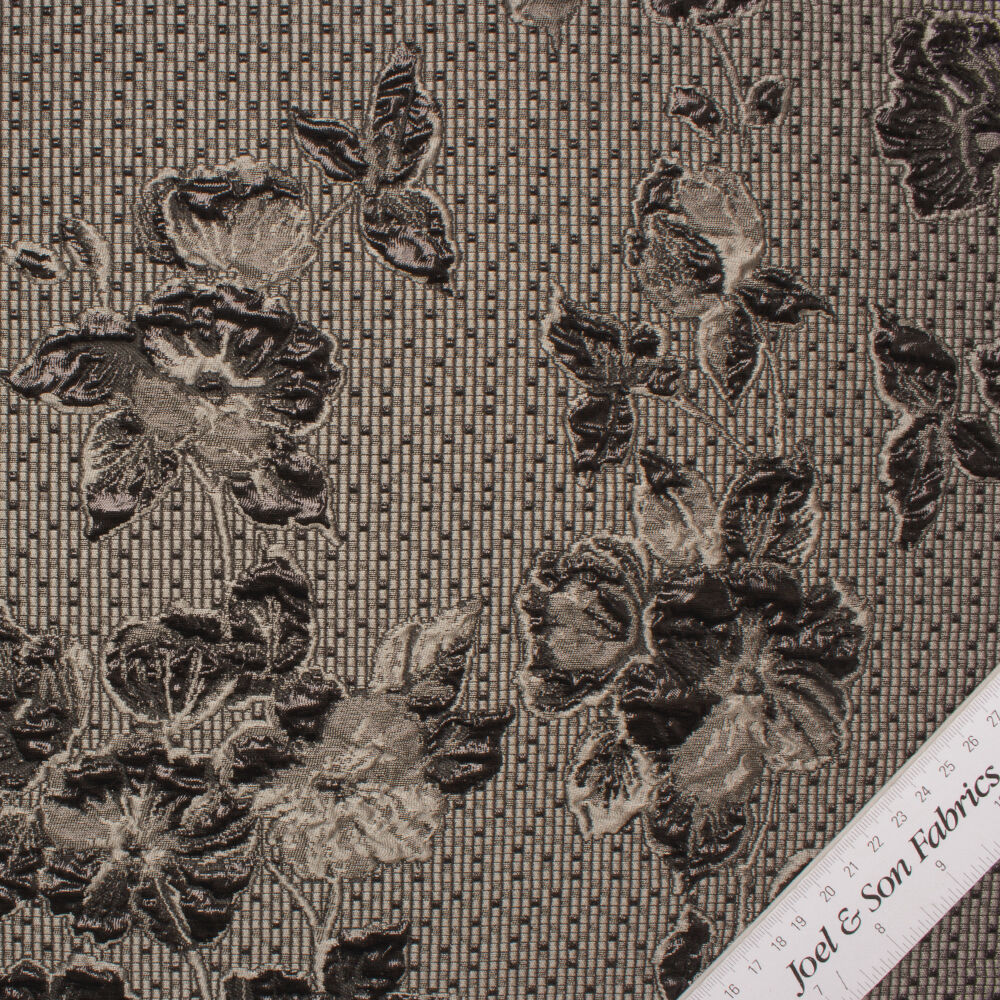 Grey/Black Metallic Floral Cloqué