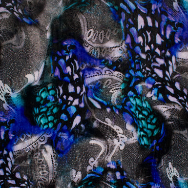 Blue Floral Printed Velvet