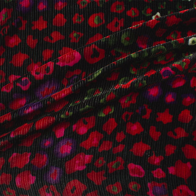Red Floral Black Pinstripe Velvet
