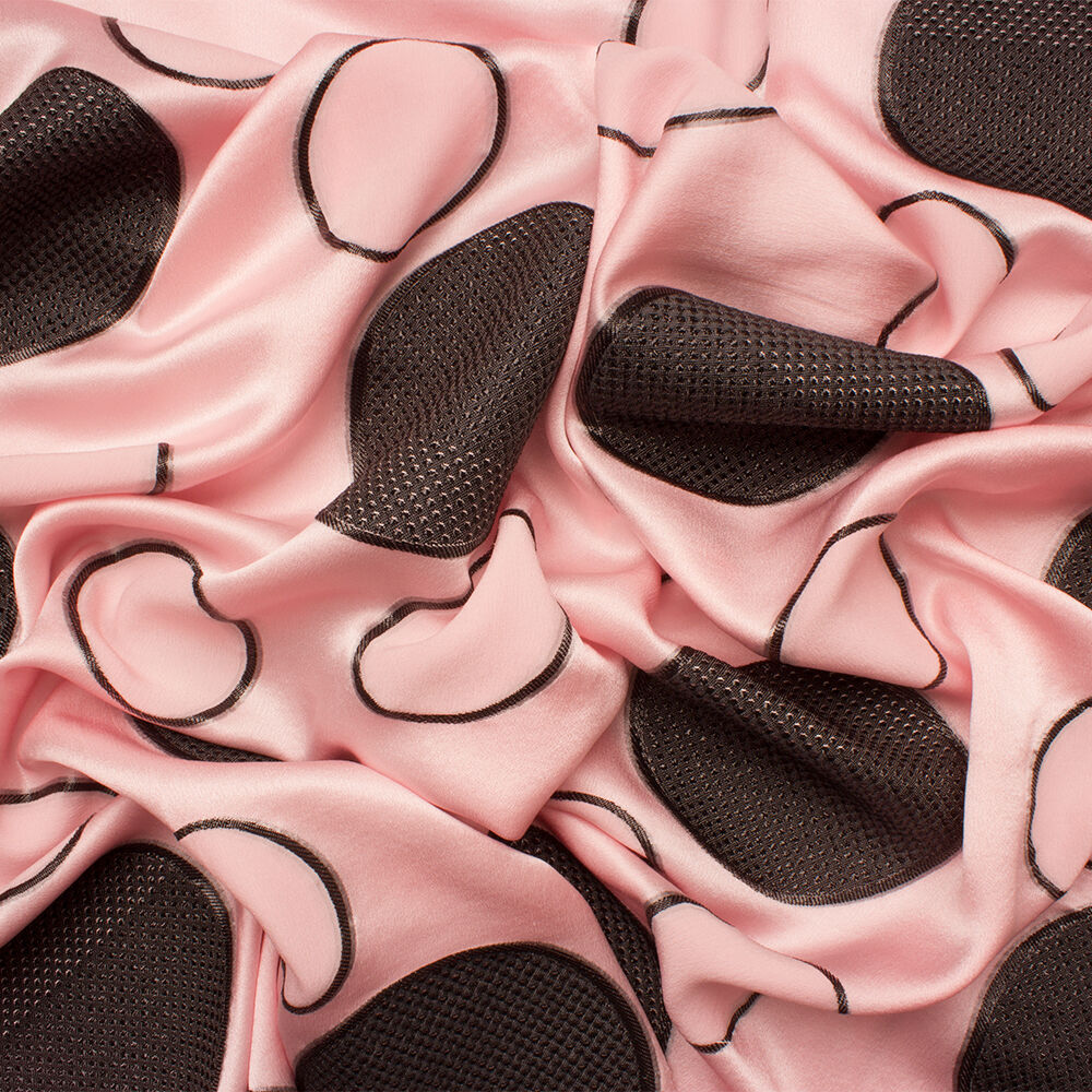Pastel Pink & Black Silk 'Circle' Jacquard Lamé