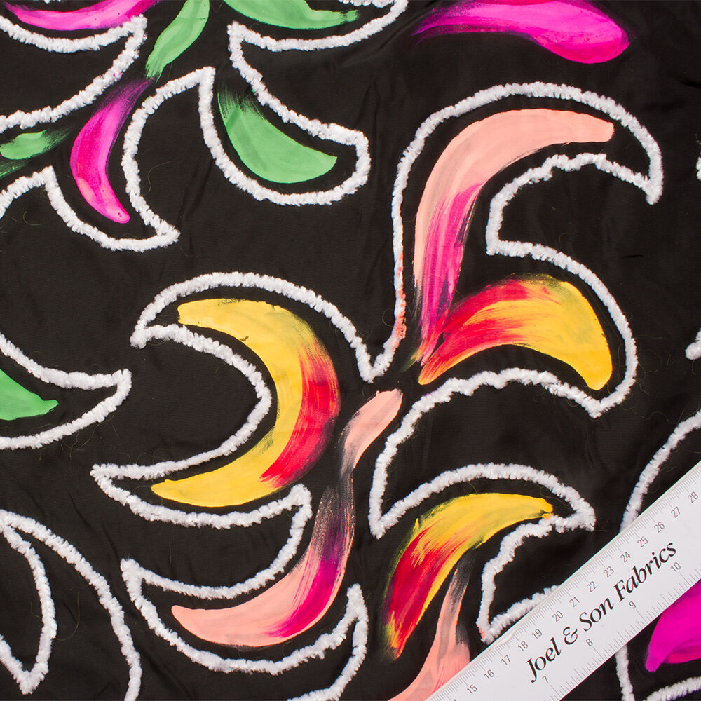 Hand Painted Black Poly Taffeta (A 1.40m Piece)