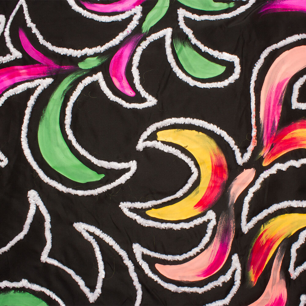 Hand Painted Black Poly Taffeta (A 1.40m Piece)