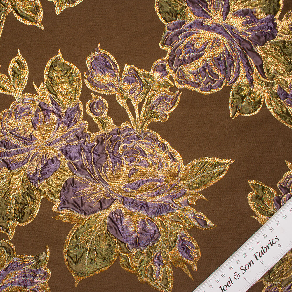 Brown/Gold Metallic Cloqué (A 3m Piece)