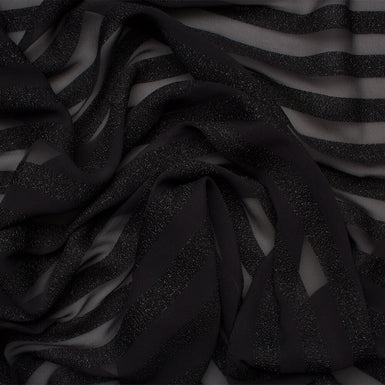 Black Striped Metallic Silk Chiffon