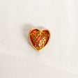Large Red & Gold Toned Heart Shaped Button