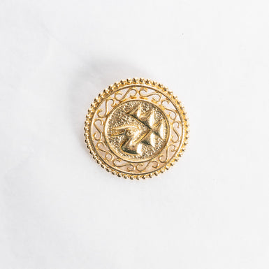 Large Gold Toned Patterned Button