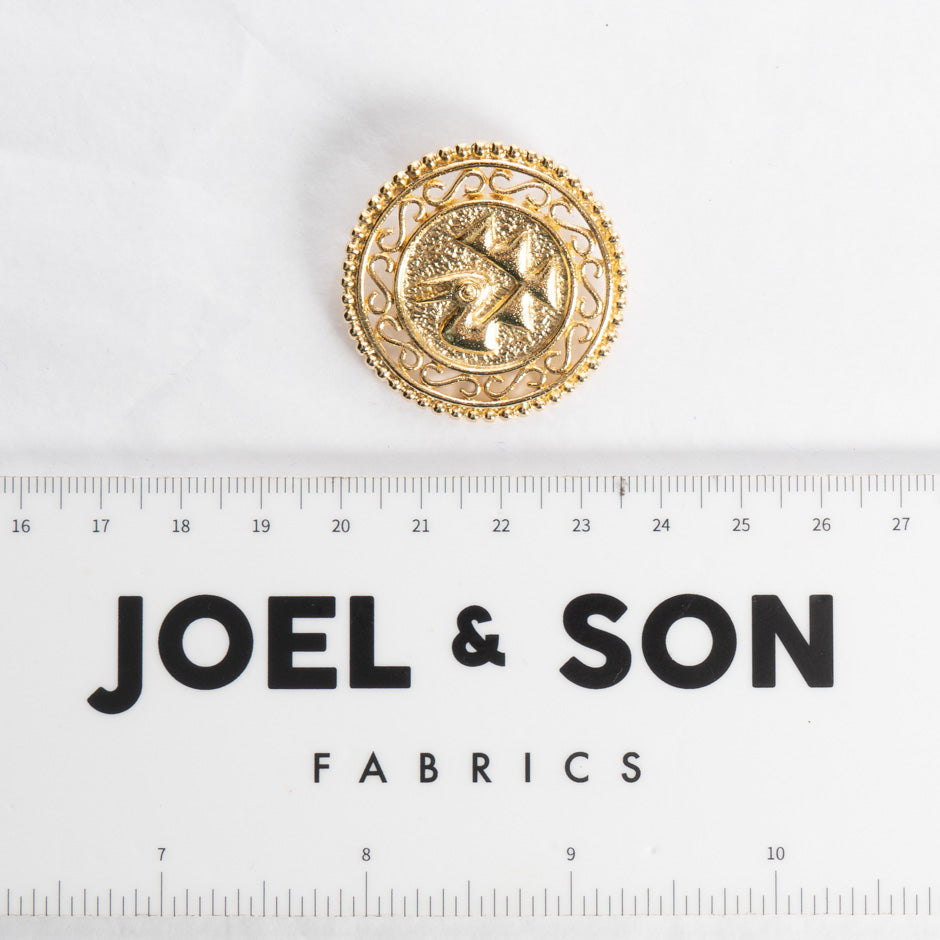 Large Gold Toned Patterned Button