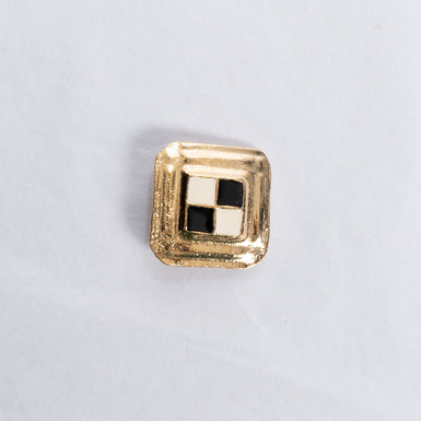 Large Square Gold Toned Checkered Button