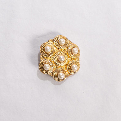 Faux Pearl & Gold Toned Button