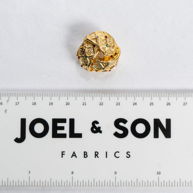 Knotted Multi-Stoned Gold Toned Button