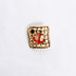 Square Woven Red Centred Anchor Gold Button