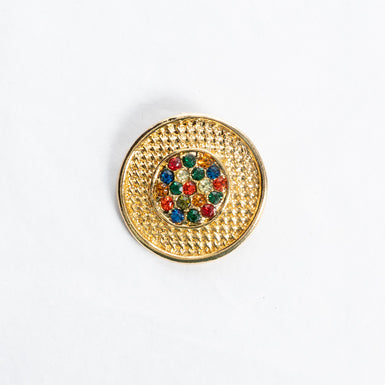 Large Round Multi-Coloured Centred Gold Button