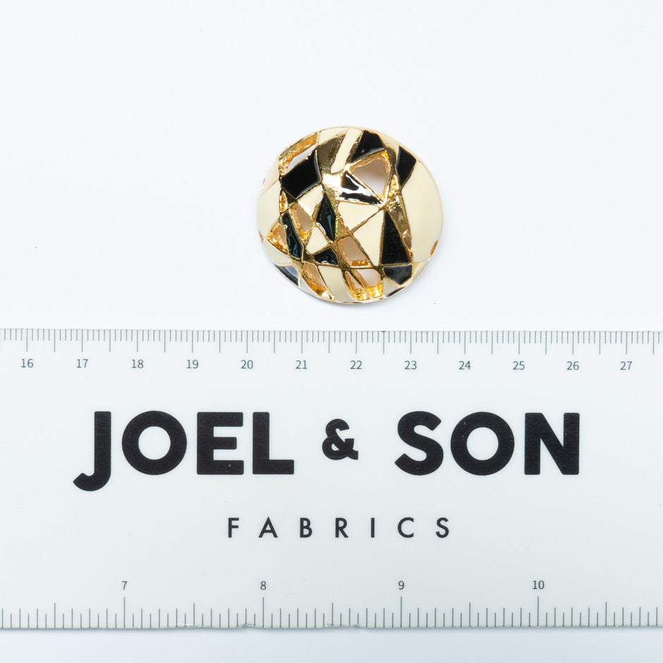 Black & Ivory Abstract Enamel Button