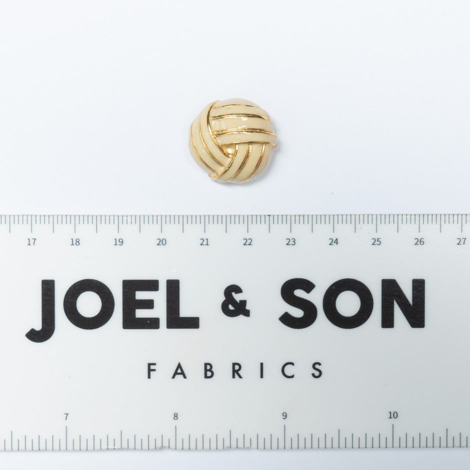 Cream Enamel Gold 'Knotted' Button