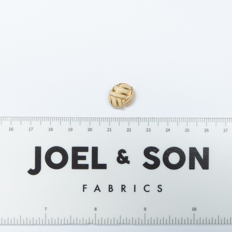 Small Cream Enamel Gold 'Knotted' Button