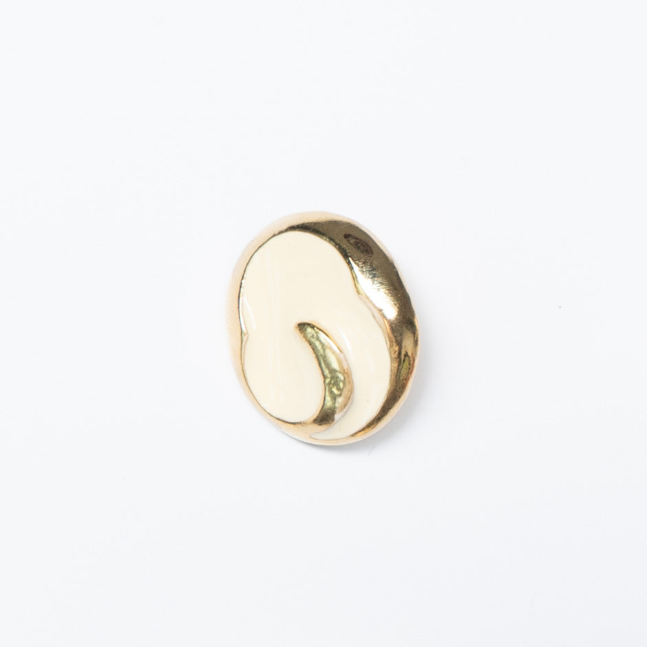 Cream & Gold Toned Round Button