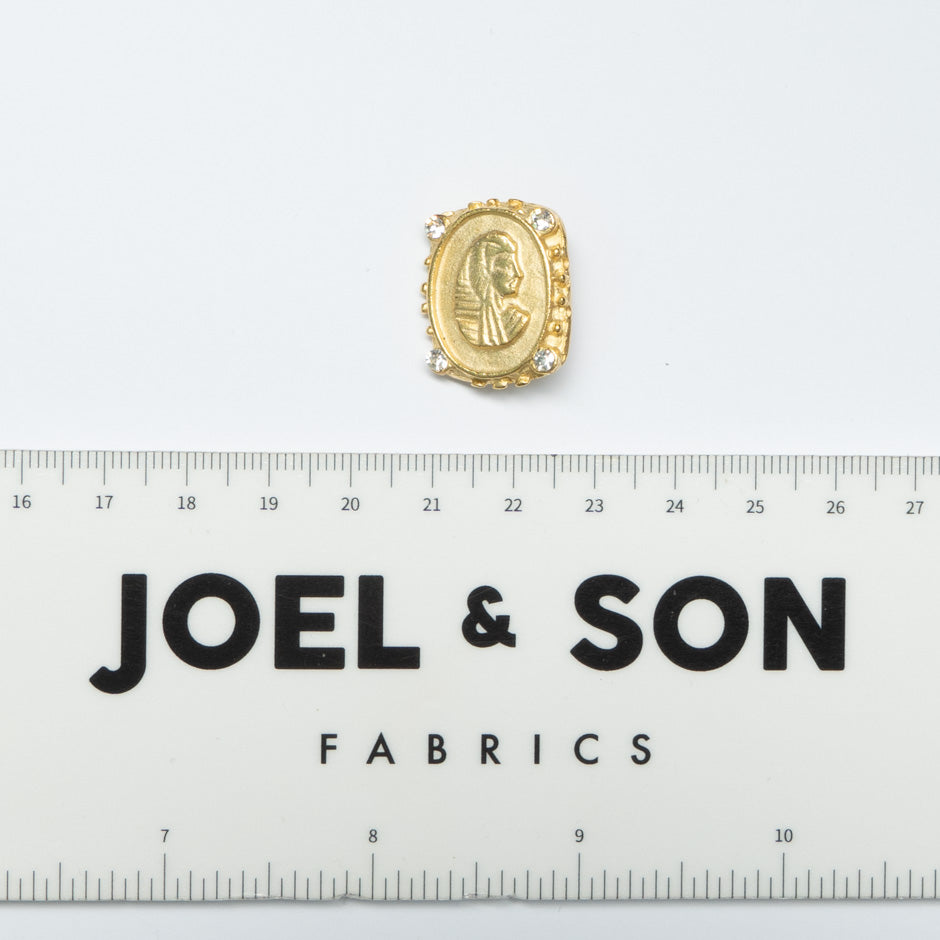 Gold Head Centred Diamanté Oval Button
