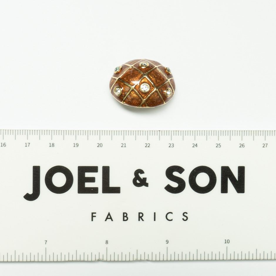 Brown Oval Enamel Diamanté Button