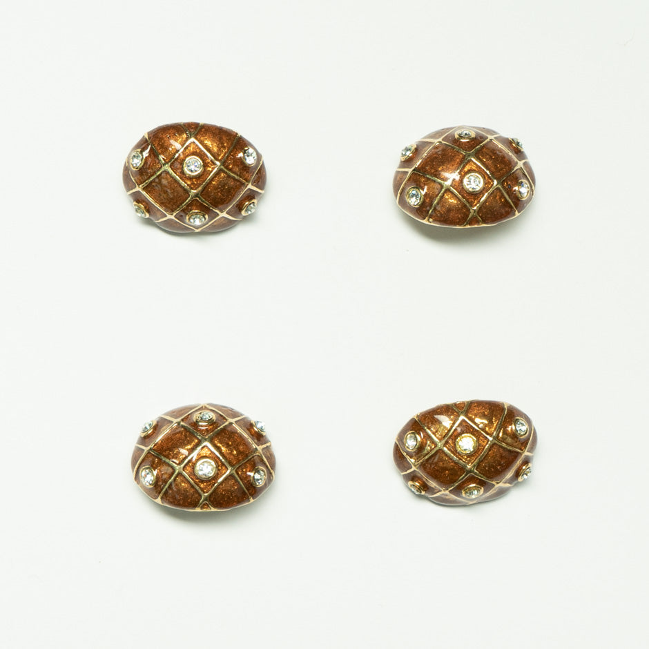 Brown Oval Enamel Diamanté Button