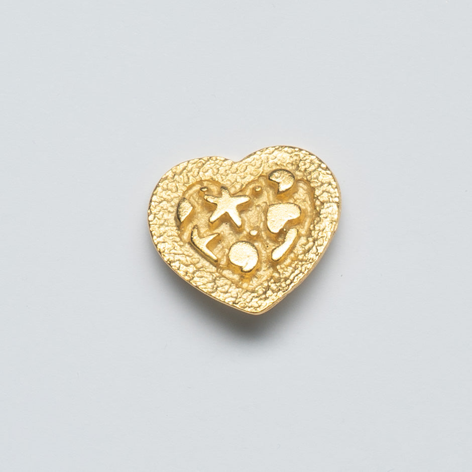 Engraved Gold Heart Shaped Button