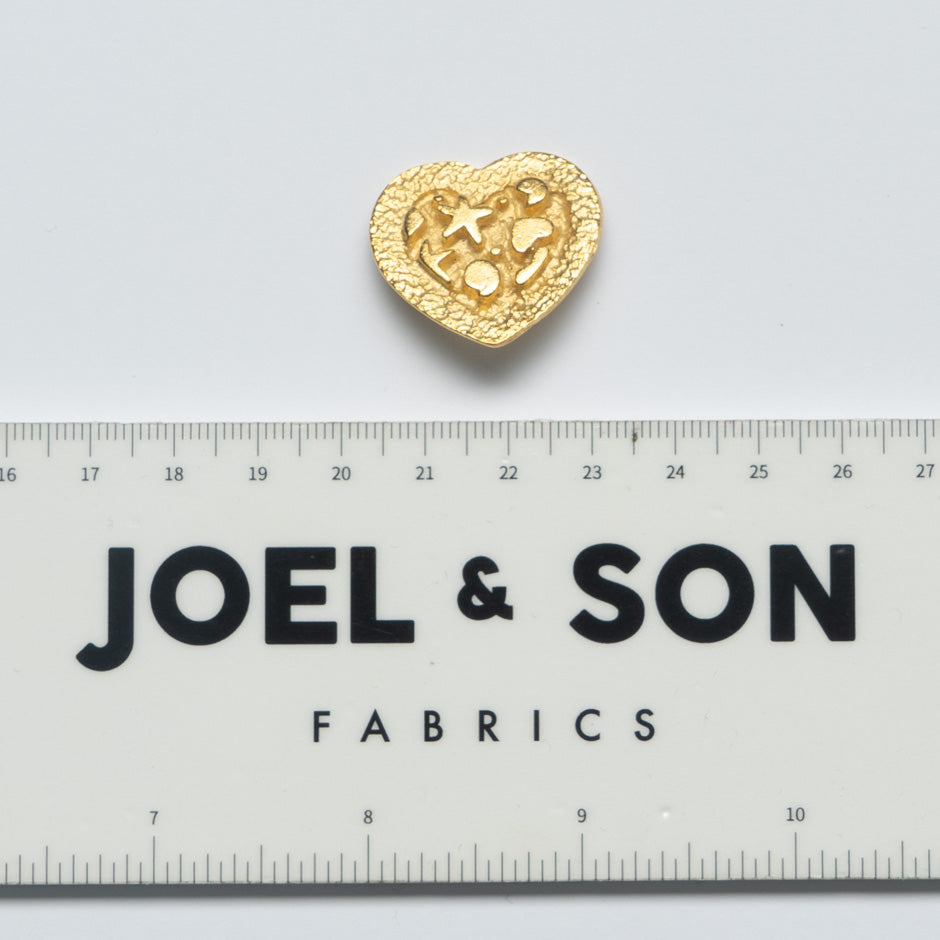 Engraved Gold Heart Shaped Button