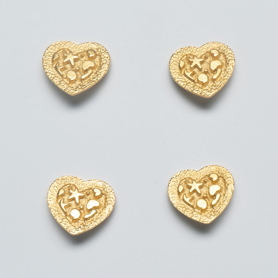 Engraved Gold Heart Shaped Button