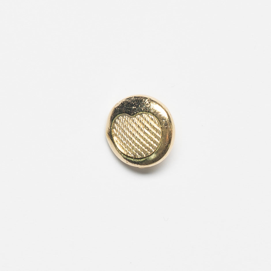 Stamped Heart Centred Round Gold Button