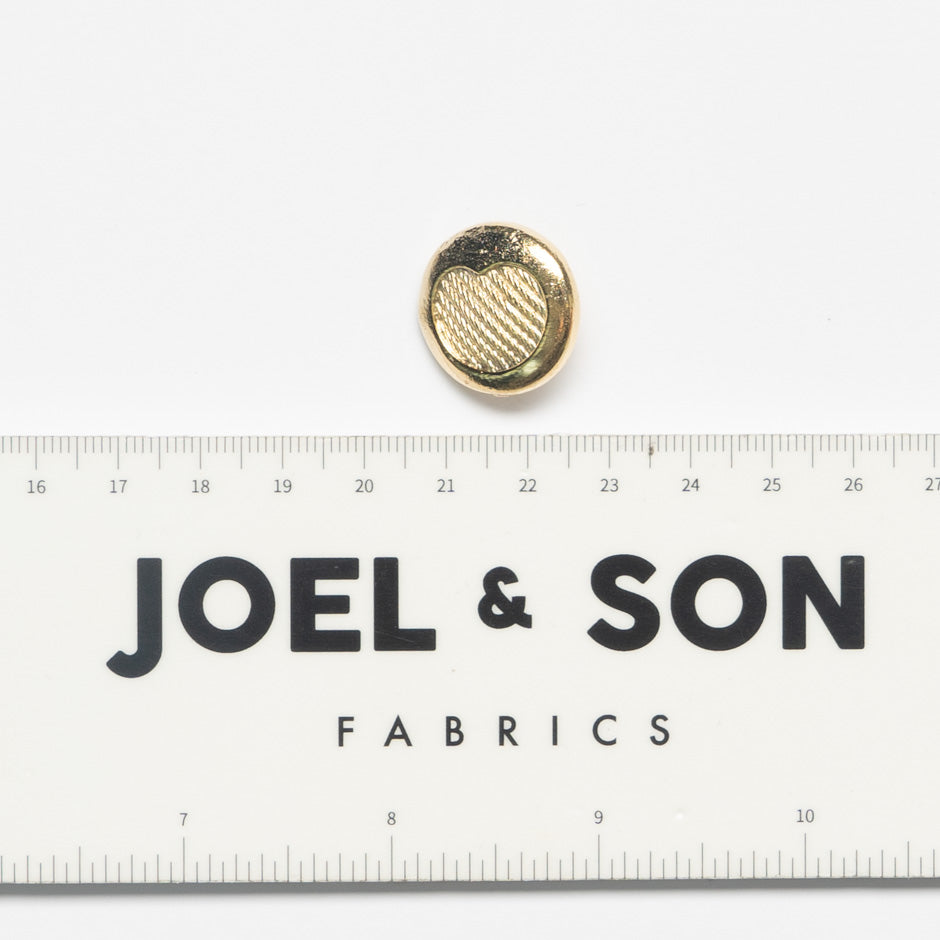 Stamped Heart Centred Round Gold Button
