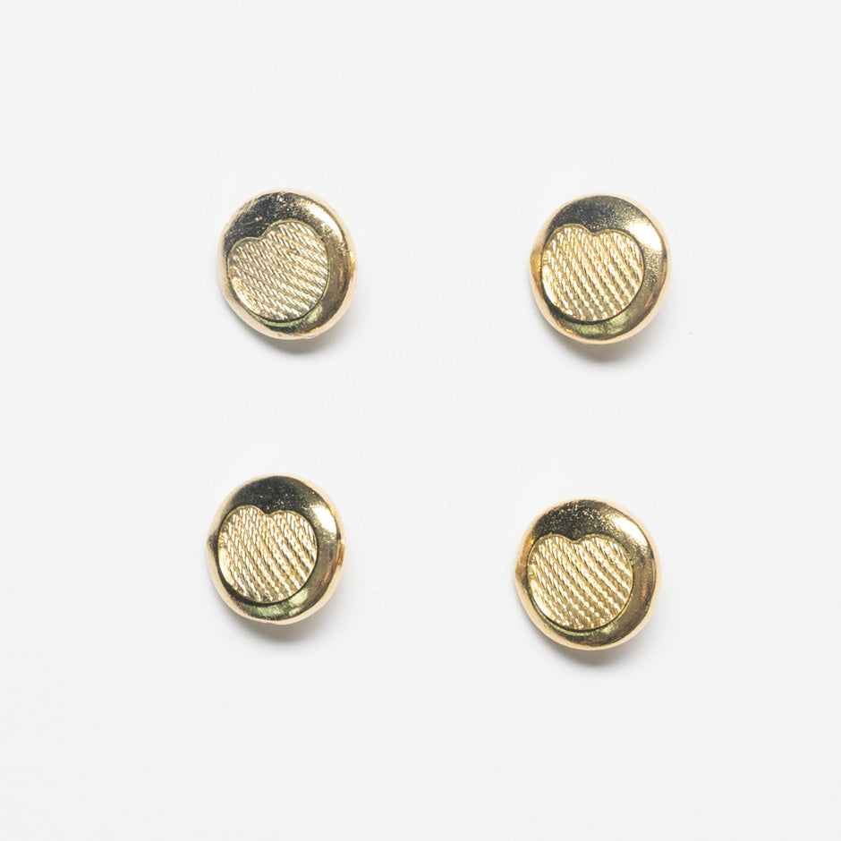 Stamped Heart Centred Round Gold Button