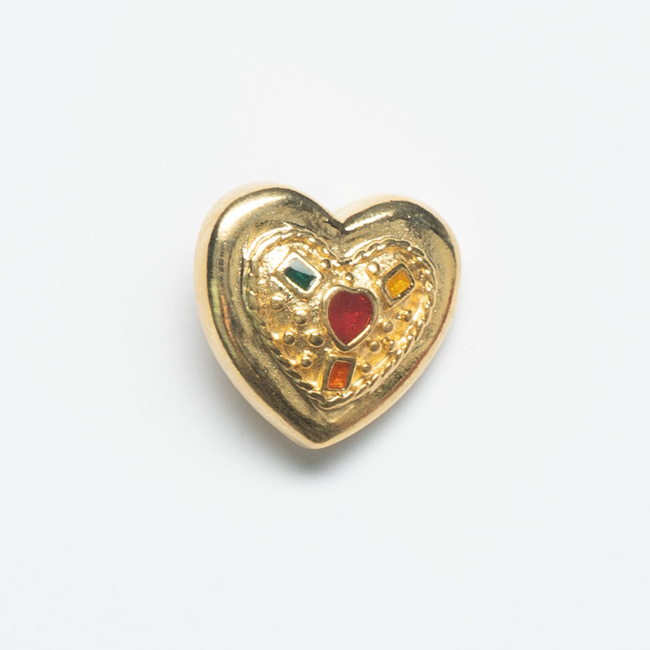 Multi Stone Gold Heart Button