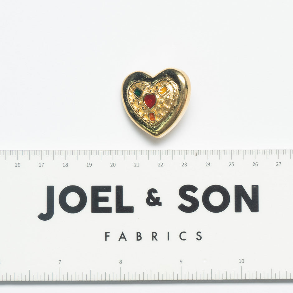 Multi Stone Gold Heart Button