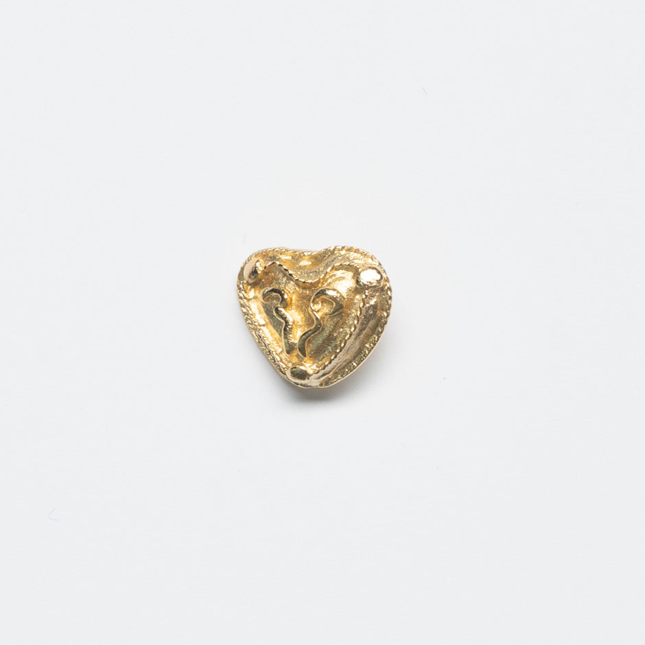 Patterned Centred Gold Heart Shaped Button