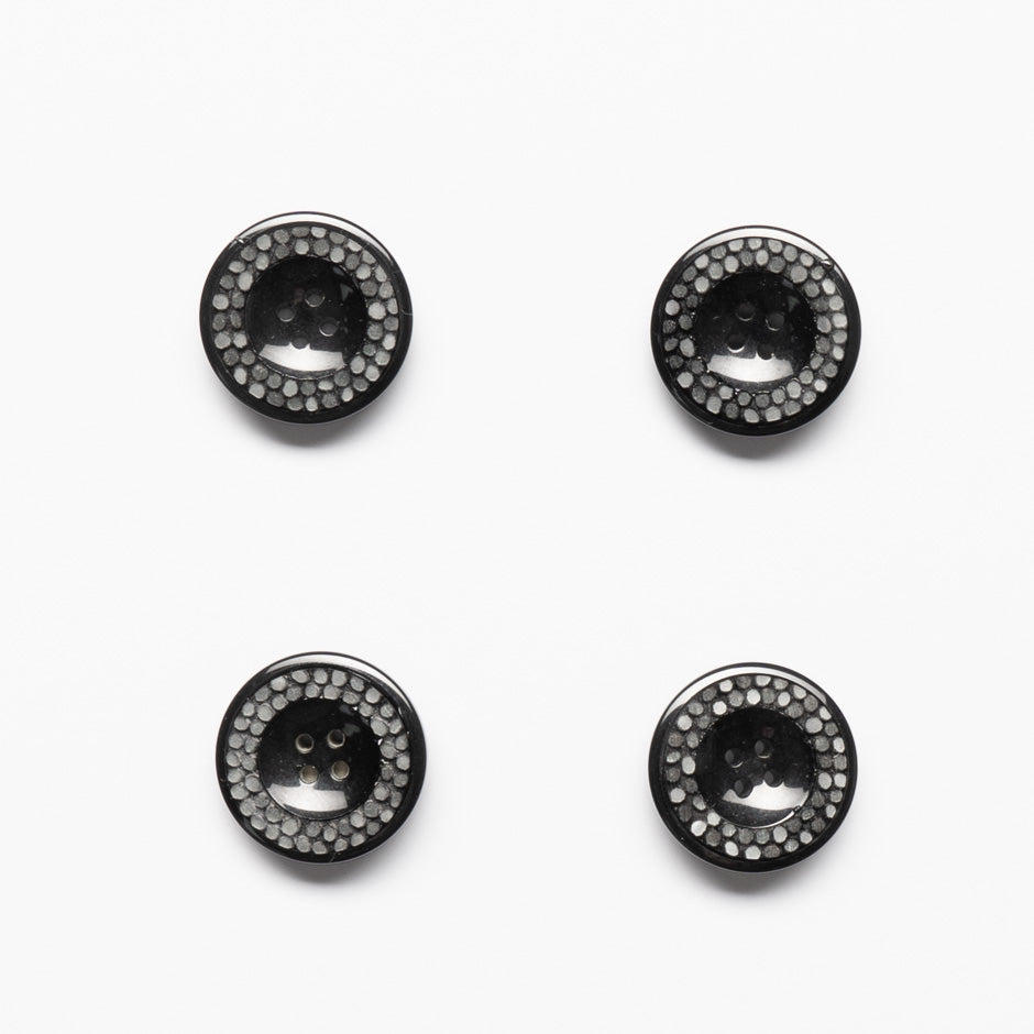 Black 'Dotted' Round Button
