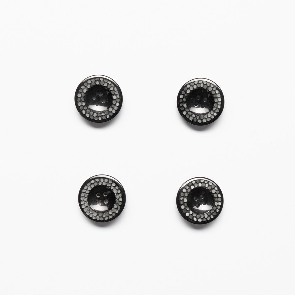 Medium Black 'Dotted' Round Button