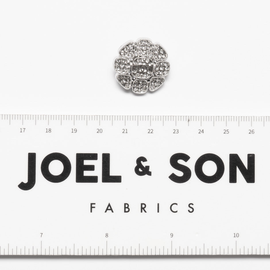 Silver Diamanté Floral Dress Button